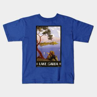 Vintage Travel Poster from Lake Garda in Italy Kids T-Shirt